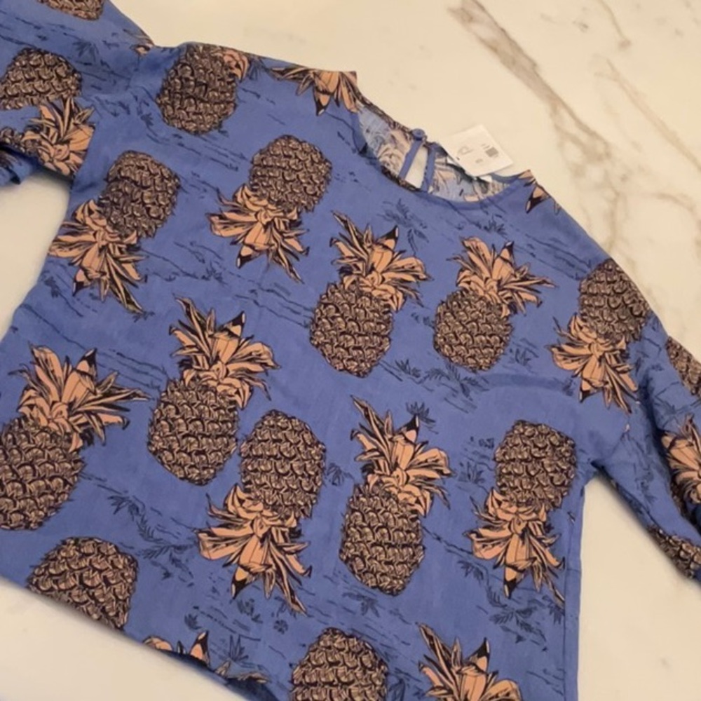 Jade Kids Pineapple Print Blouse in Blue and Brown